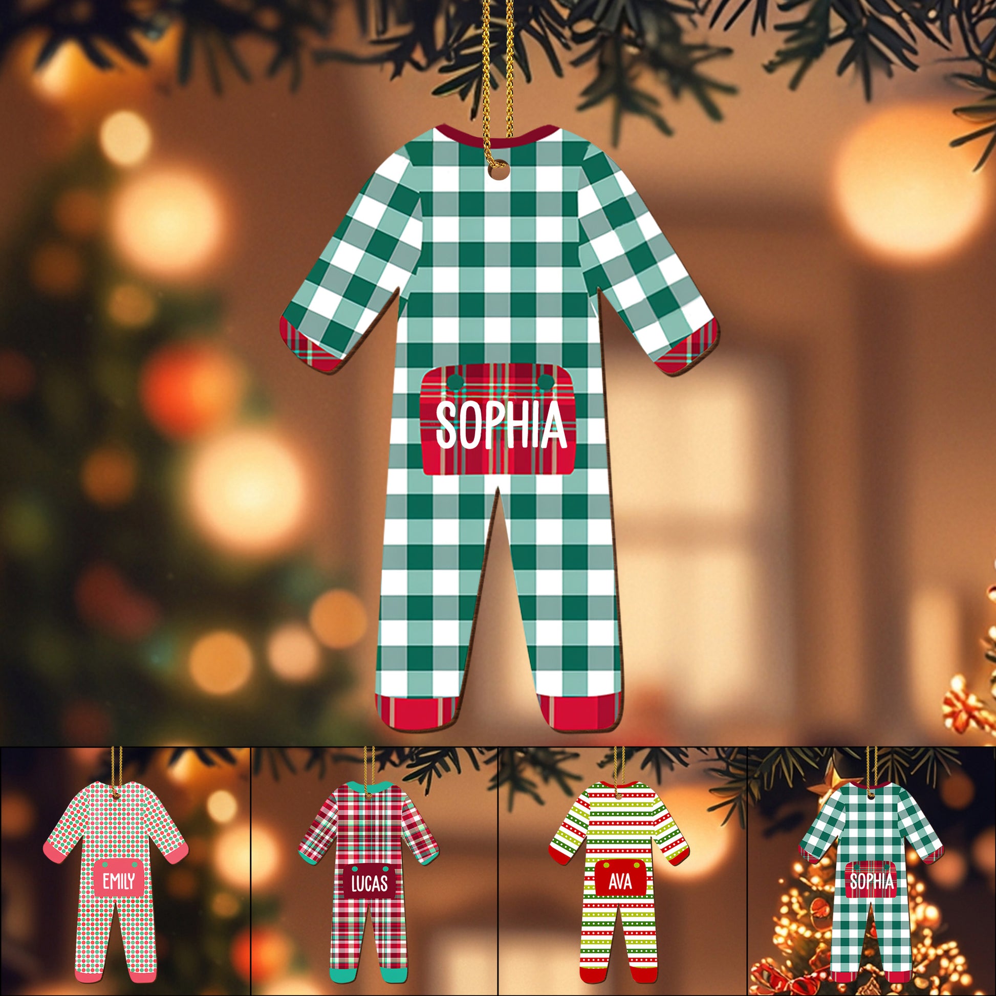 Celebrate Your Special Moments with Plaid Pattern Ornament