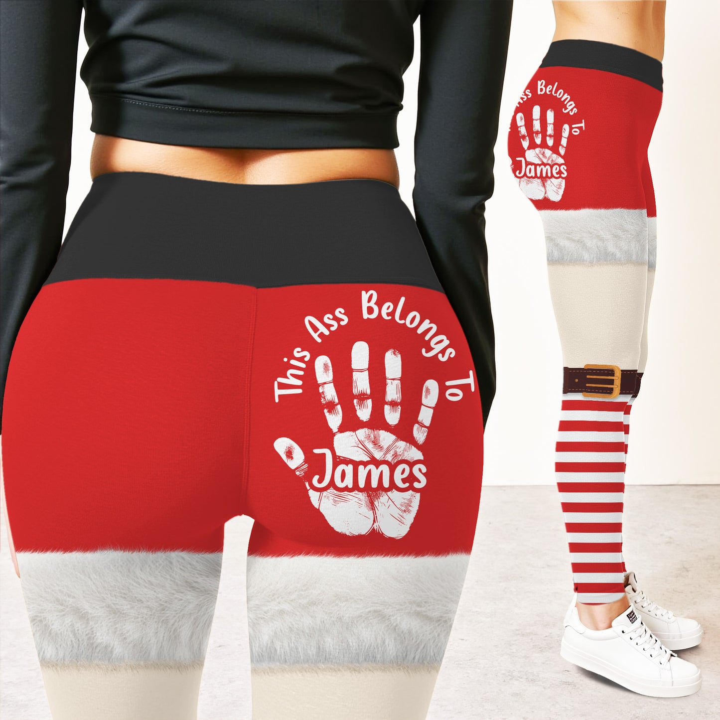 This Ass Belongs To Customizable Handprint Design - Personalized Women Leggings - XMAS096_WLEG