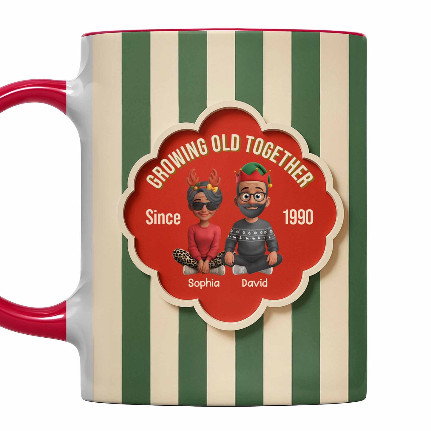 Growing Old Together, Elderly Couple Heart Frame