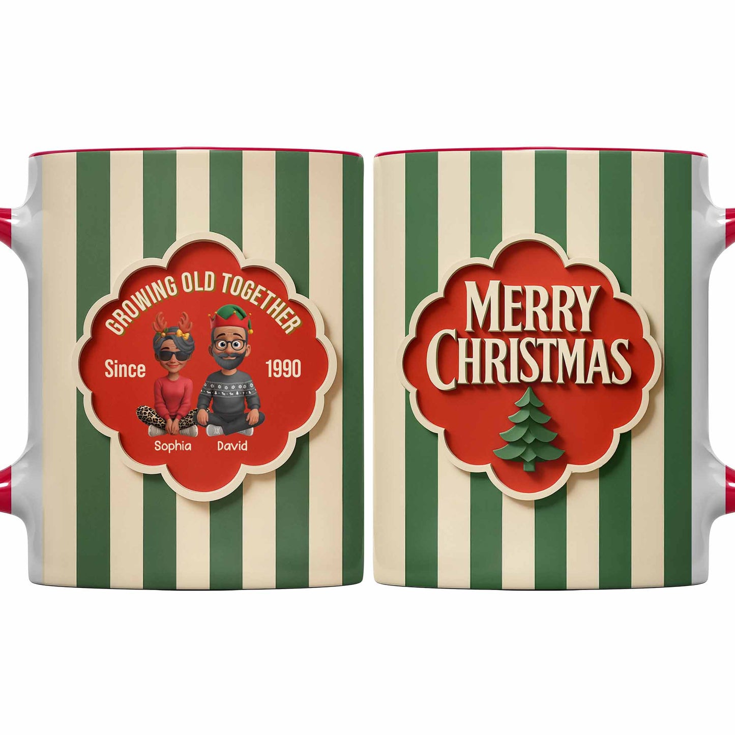 Growing Old Together, Elderly Couple Heart Frame