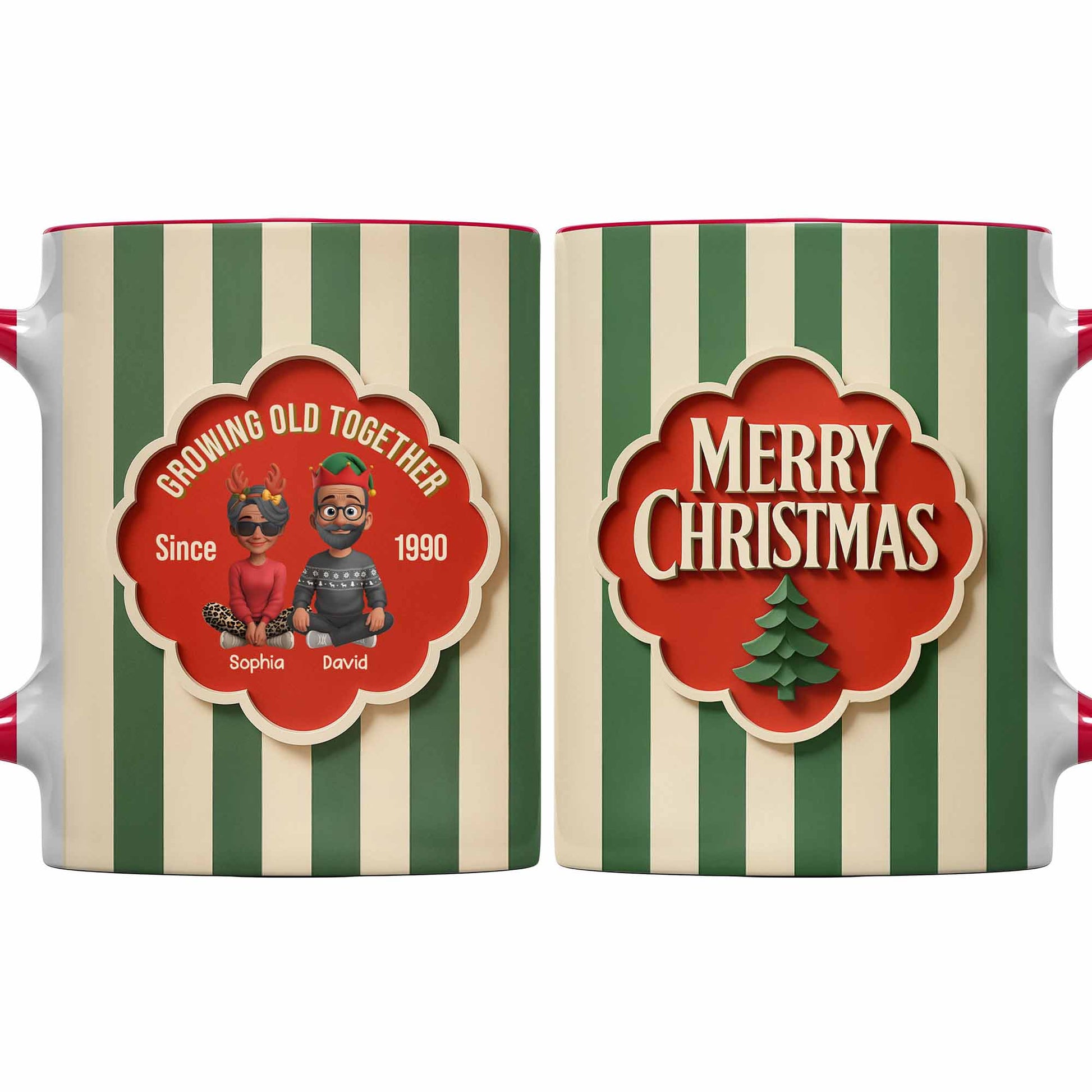 Growing Old Together, Elderly Couple Heart Frame