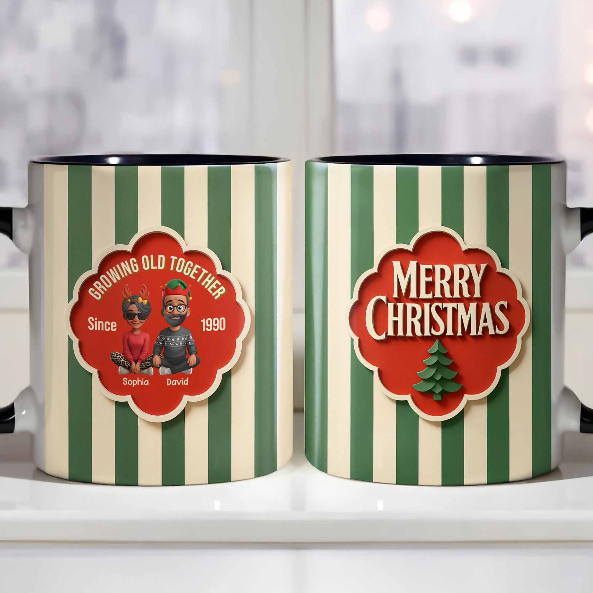 Growing Old Together, Elderly Couple Heart Frame