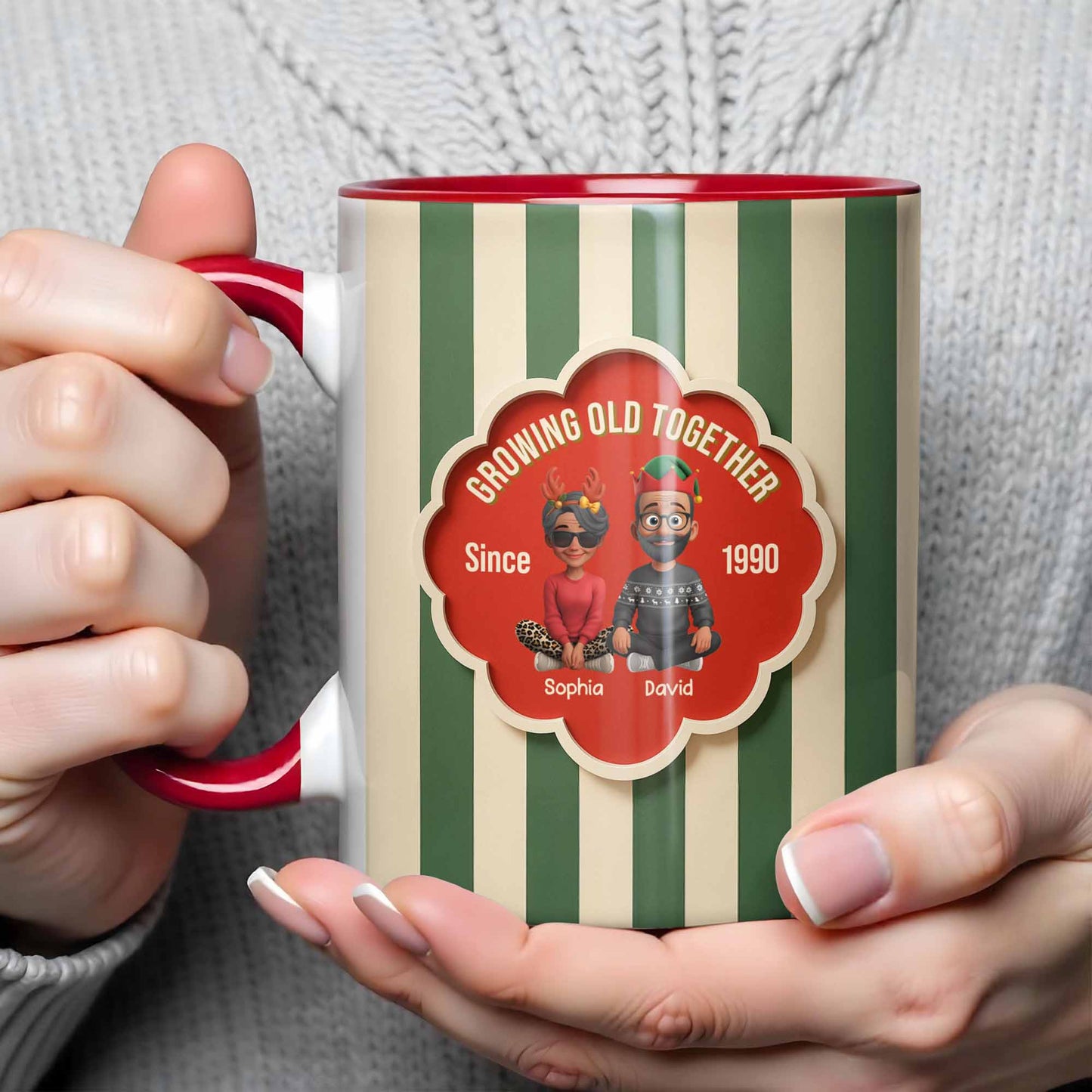 Growing Old Together, Elderly Couple Heart Frame