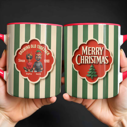 Growing Old Together, Elderly Couple Heart Frame