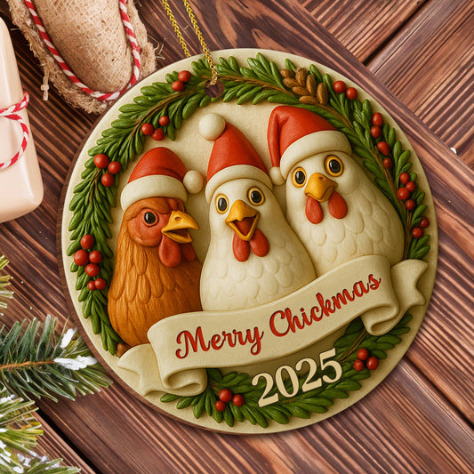 Merry Chickmas With Chickens In Santa Hats