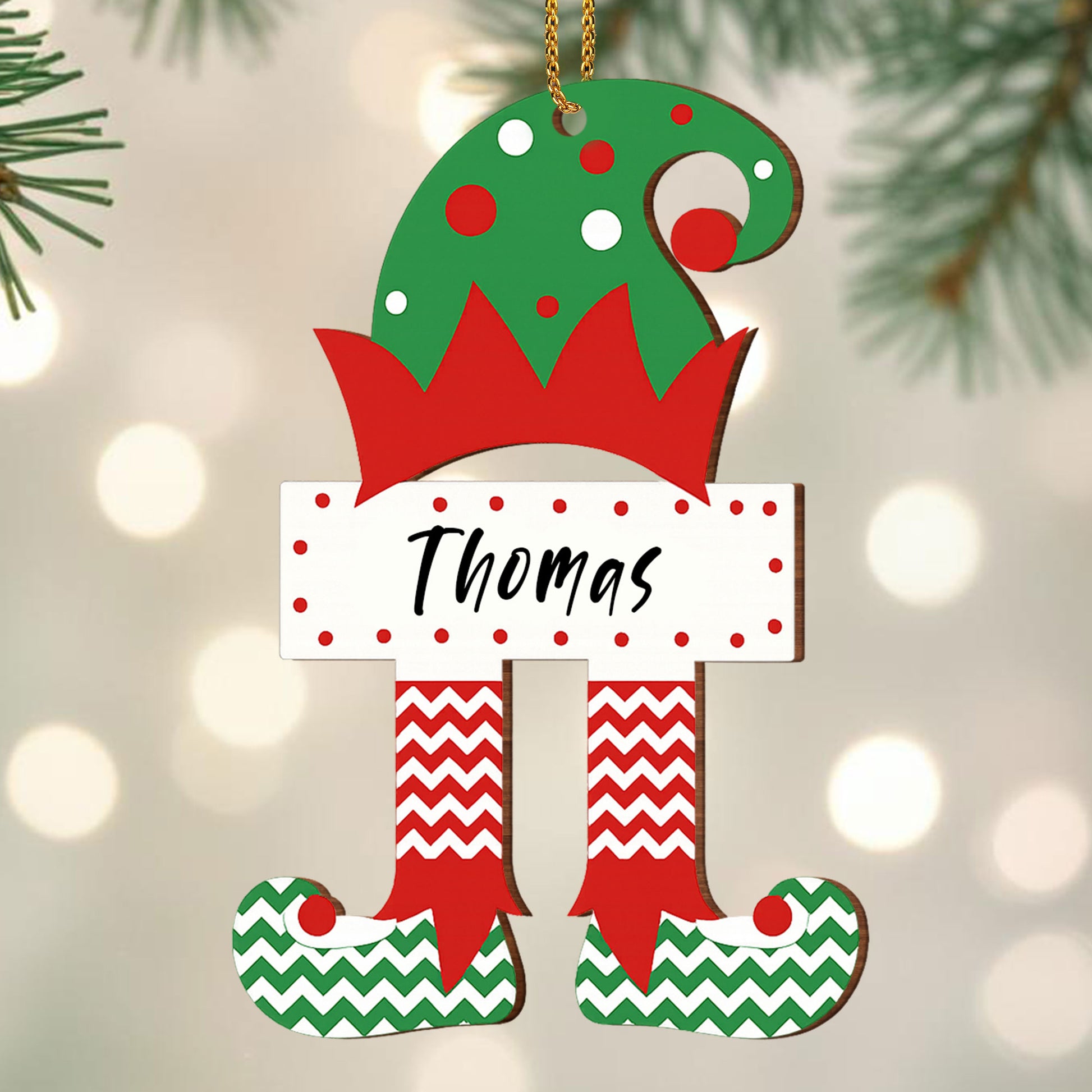 Cheerful Elf With Holiday Hat And Striped Legs