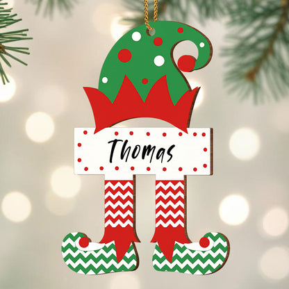 Cheerful Elf With Holiday Hat And Striped Legs