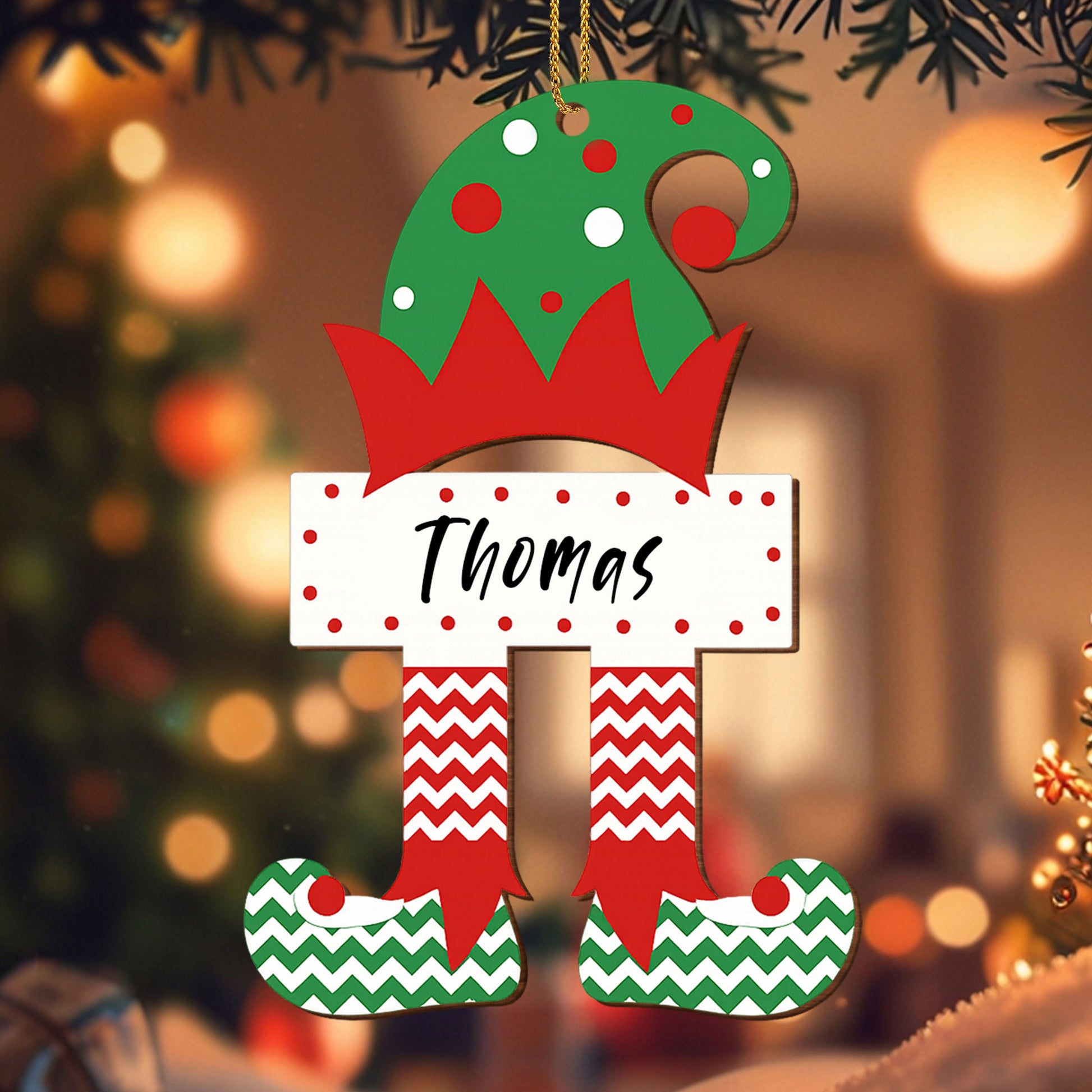 Cheerful Elf With Holiday Hat And Striped Legs