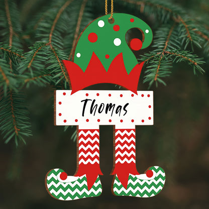 Cheerful Elf With Holiday Hat And Striped Legs