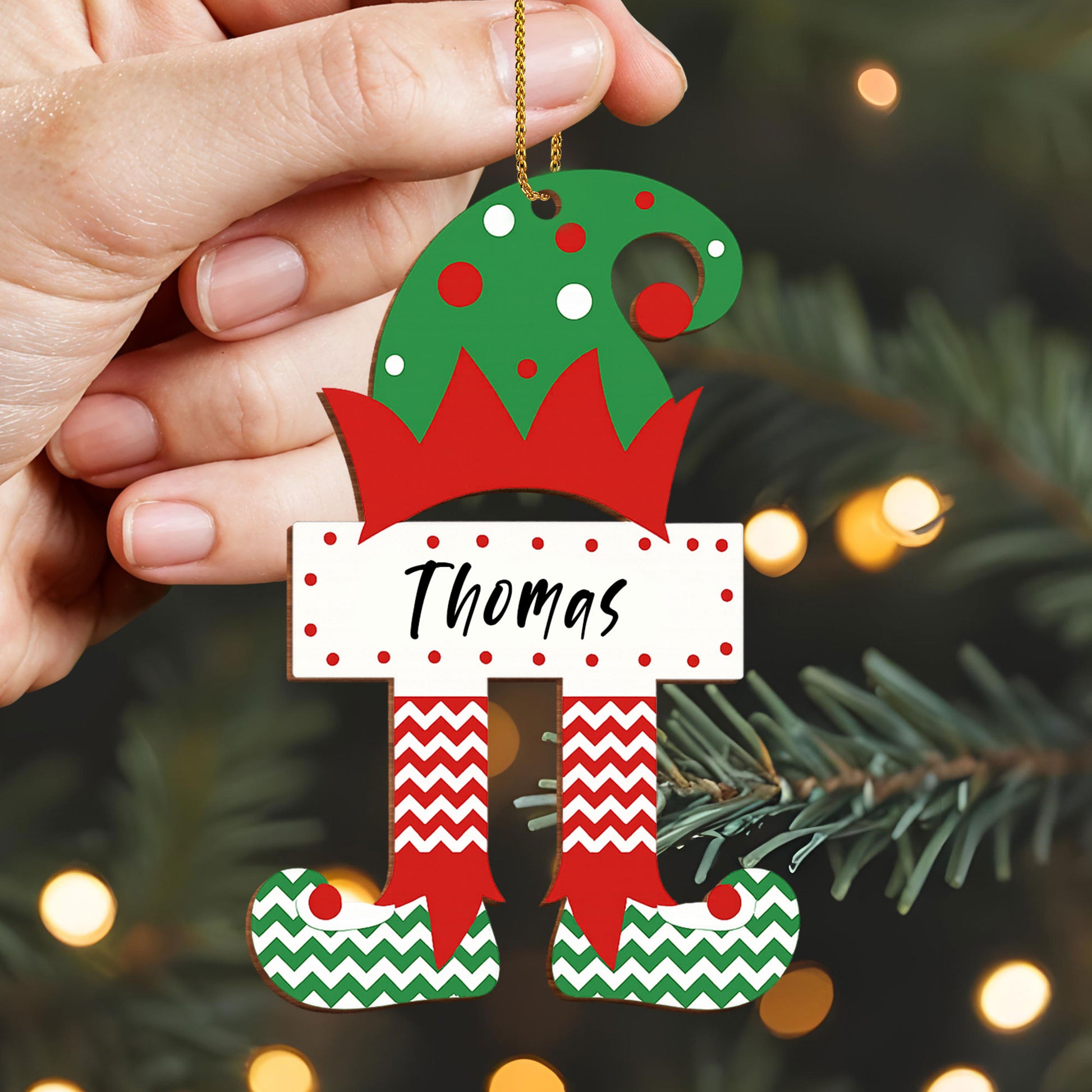 Cheerful Elf With Holiday Hat And Striped Legs