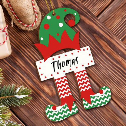 Cheerful Elf With Holiday Hat And Striped Legs