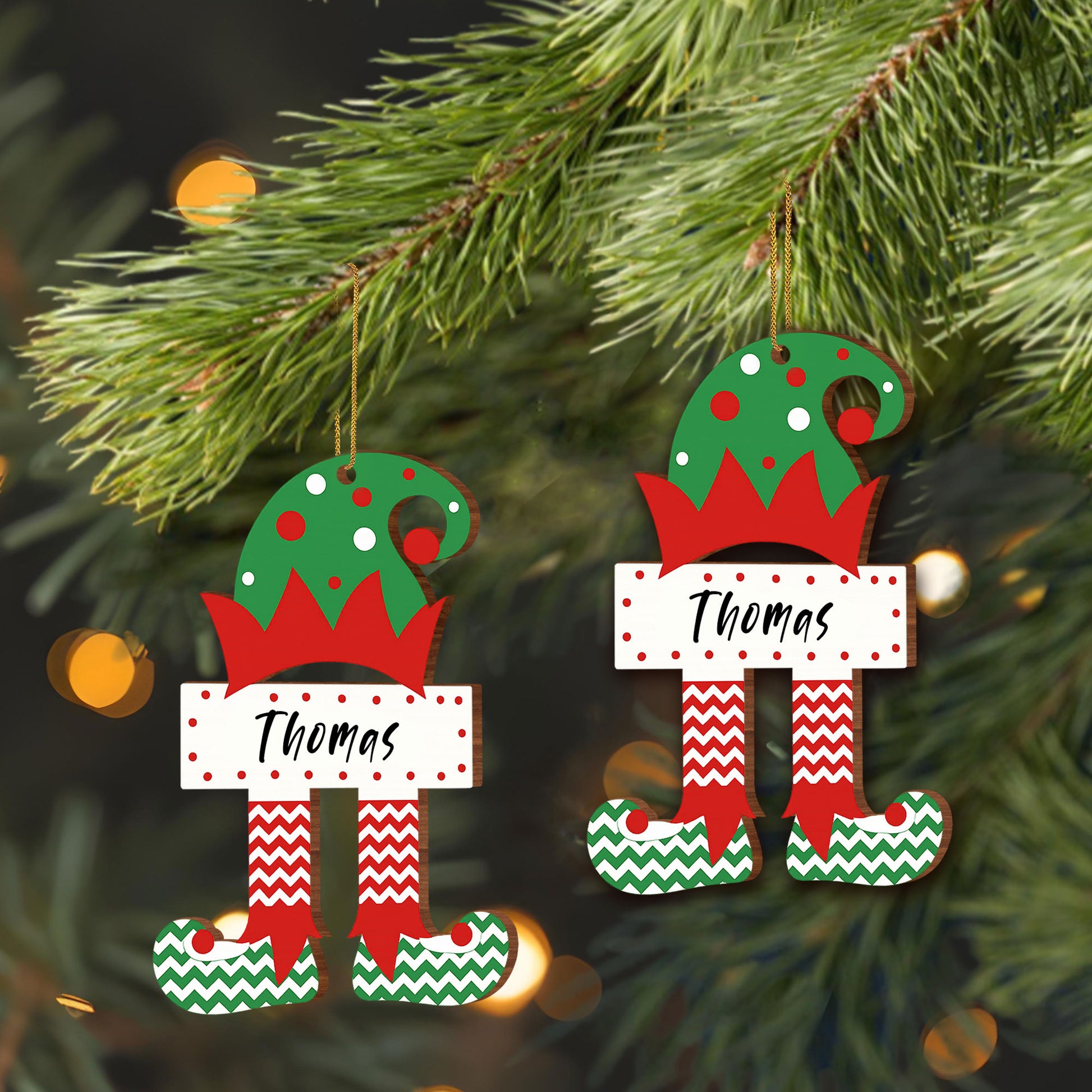 Cheerful Elf With Holiday Hat And Striped Legs