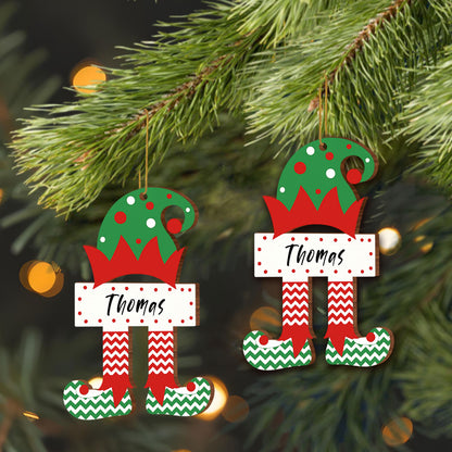 Cheerful Elf With Holiday Hat And Striped Legs