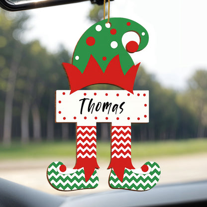 Cheerful Elf With Holiday Hat And Striped Legs