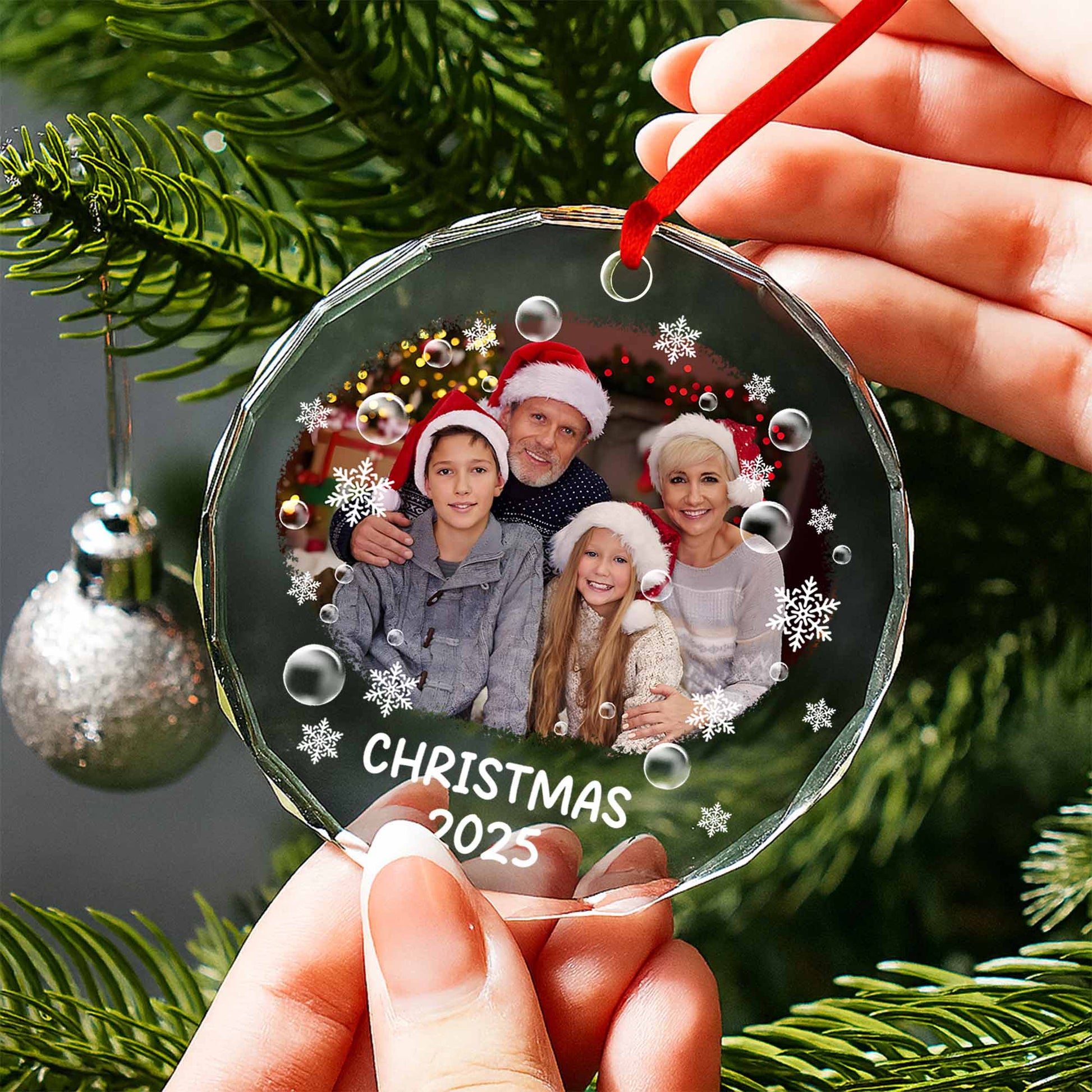 Christmas 2025 With Santa Hats And Snowflakes