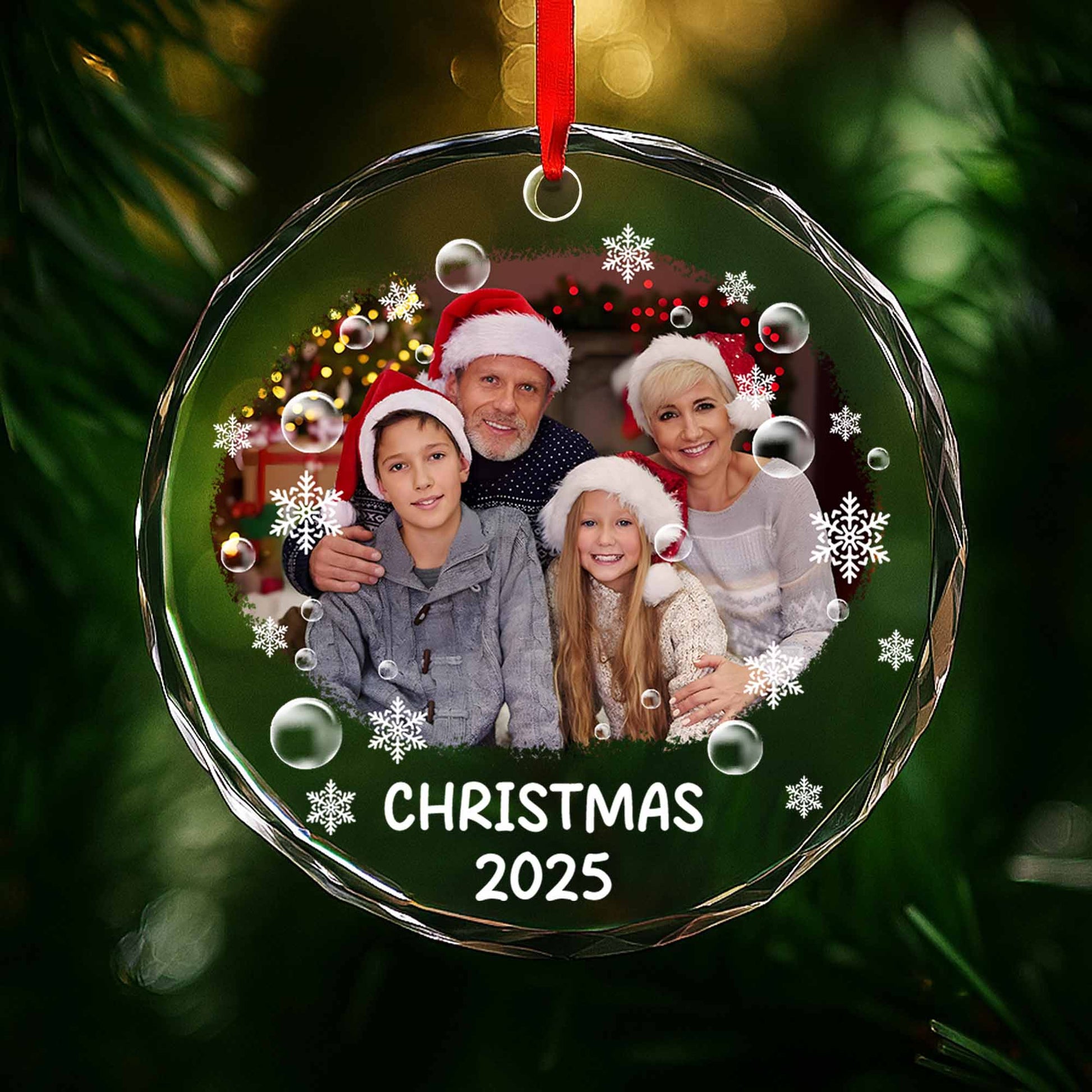 Christmas 2025 With Santa Hats And Snowflakes