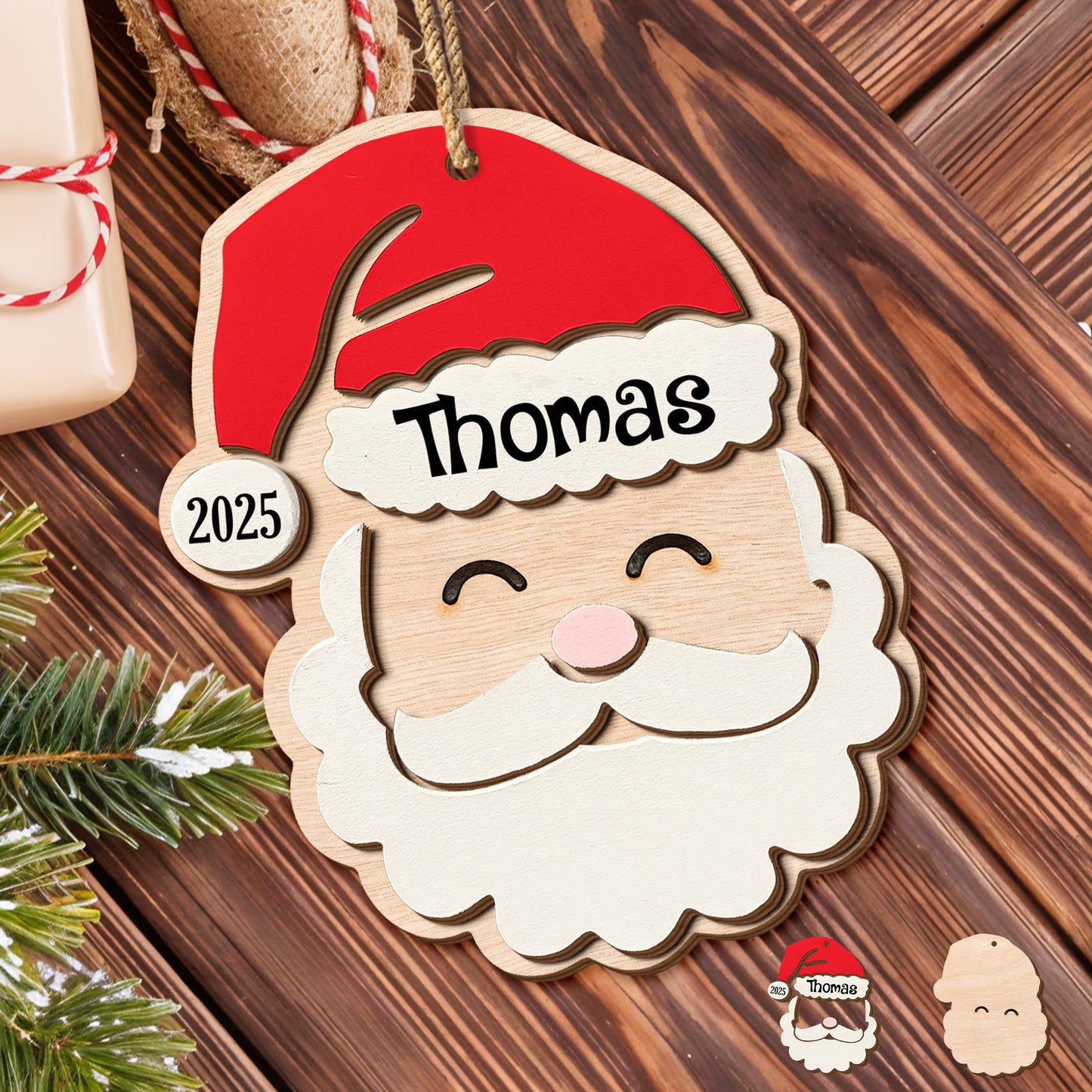 Personalized Ornament Featuring Jolly Santa