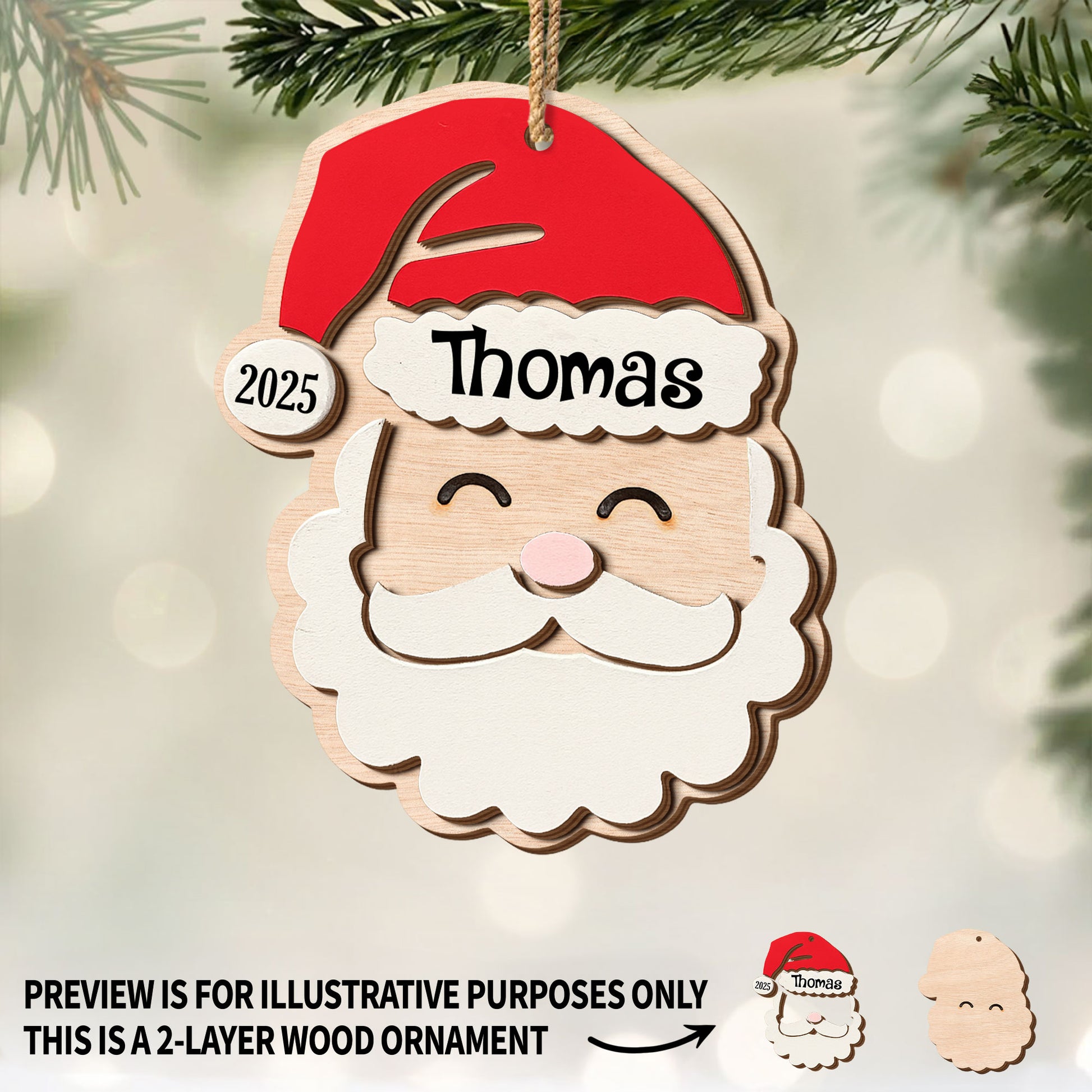 Personalized Ornament Featuring Jolly Santa