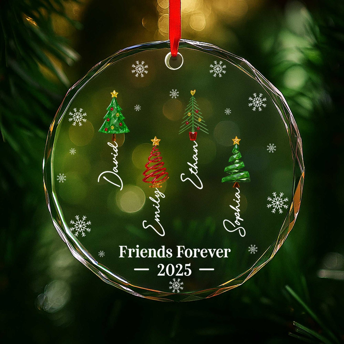 Friends Forever With Christmas Trees And Snowflakes