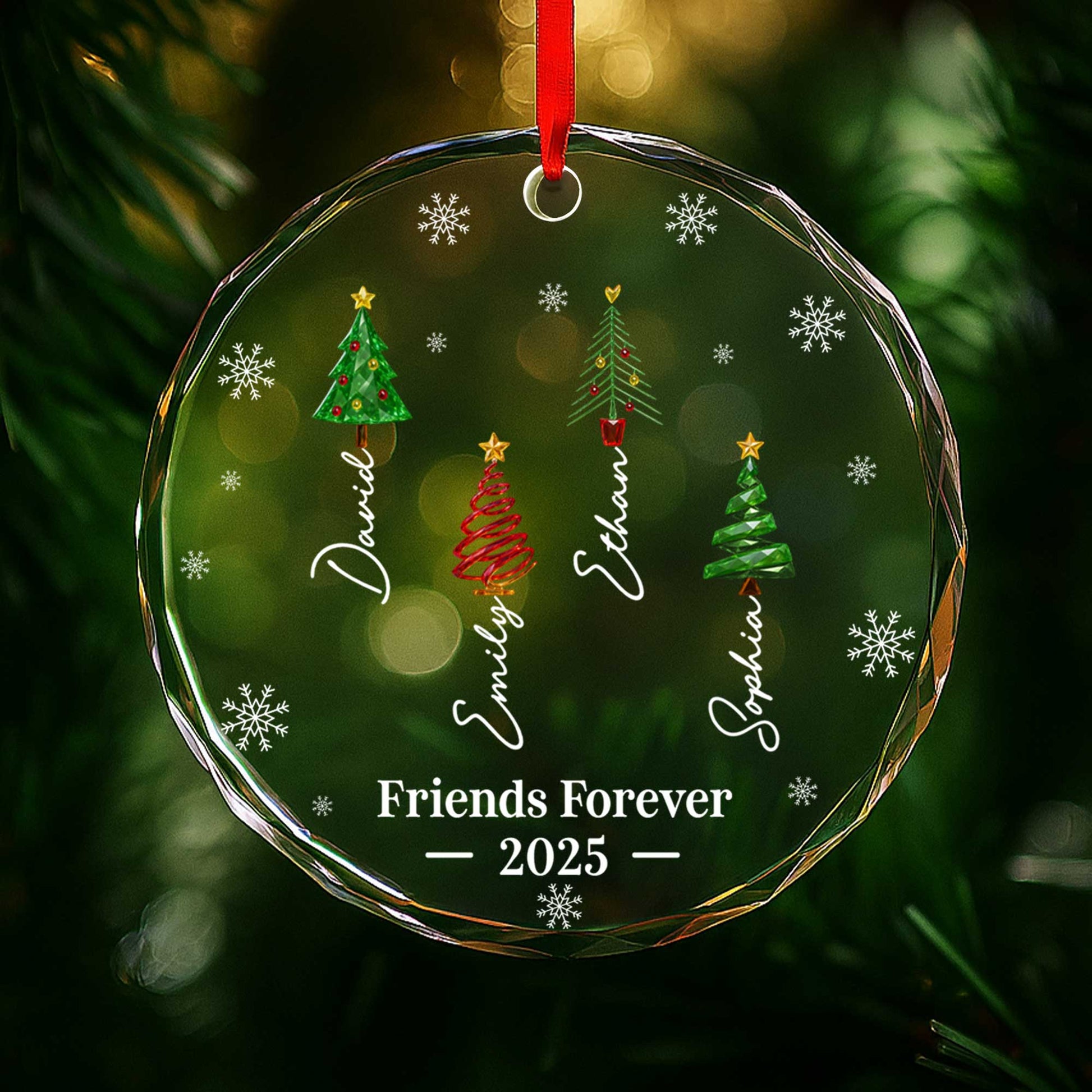 Friends Forever With Christmas Trees And Snowflakes