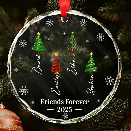 Friends Forever With Christmas Trees And Snowflakes