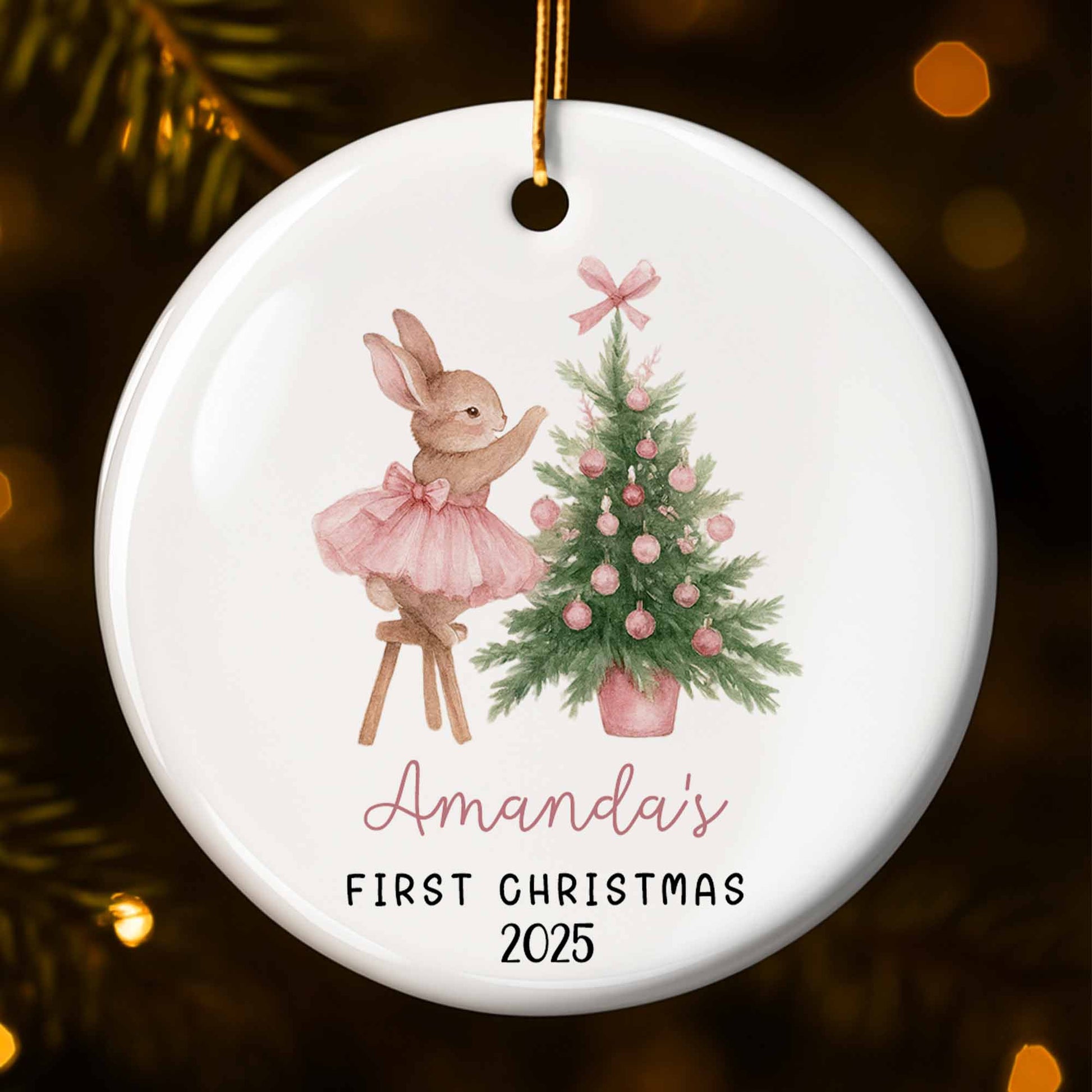 First Christmas With Bunny And Christmas Tree