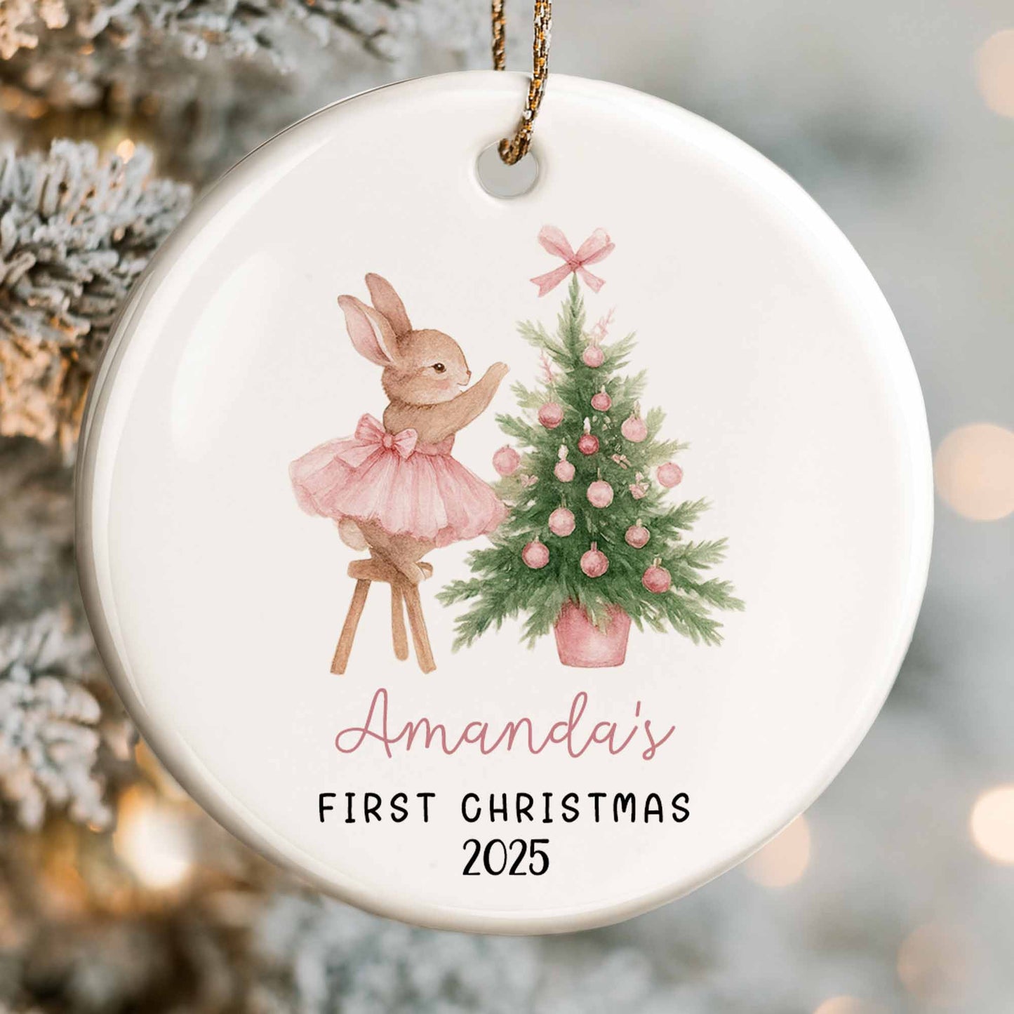 First Christmas With Bunny And Christmas Tree