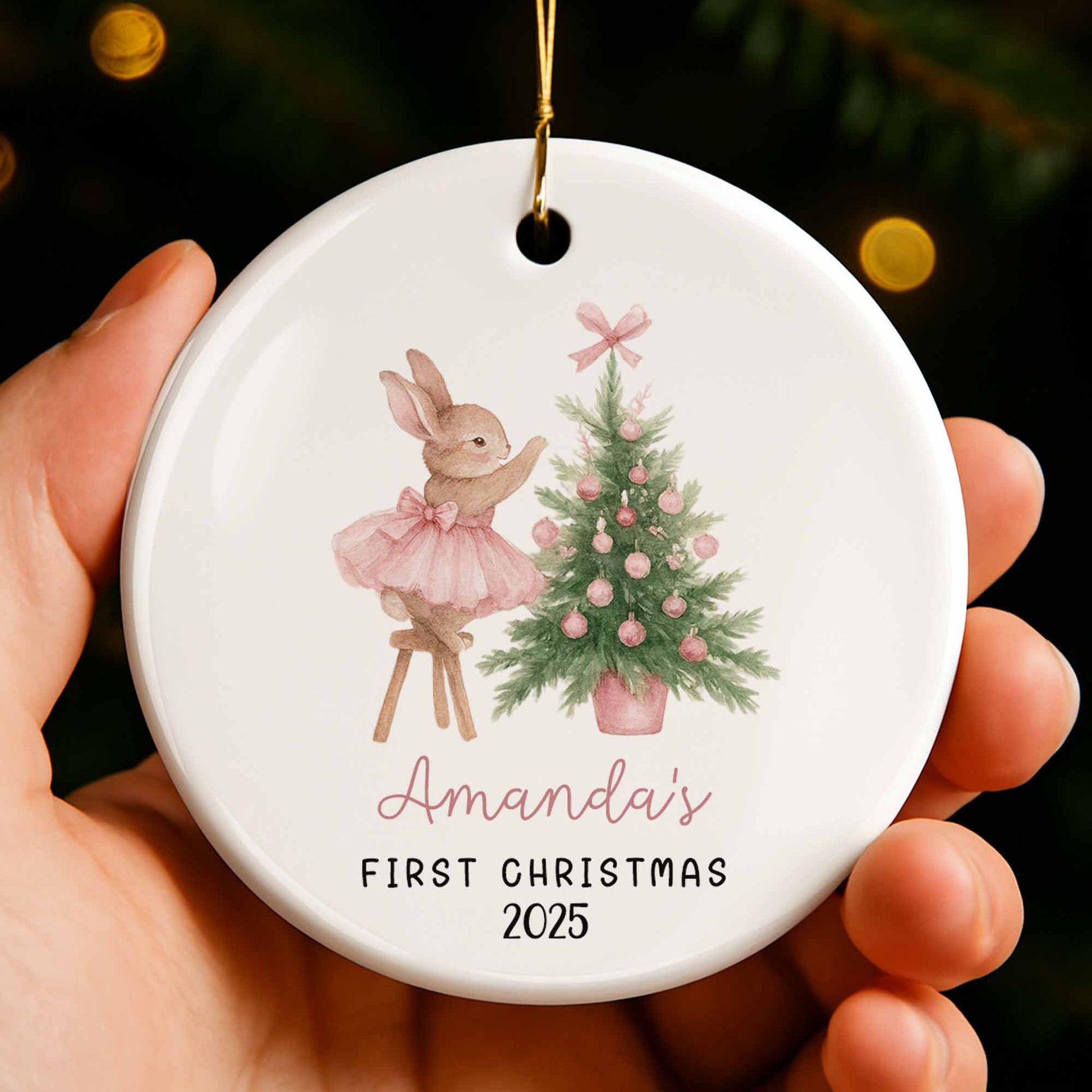 First Christmas With Bunny And Christmas Tree