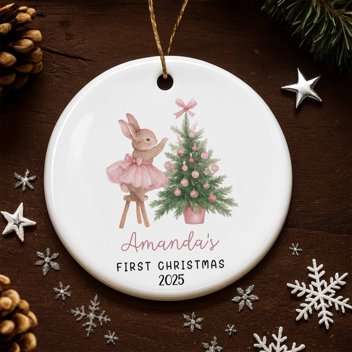 First Christmas With Bunny And Christmas Tree