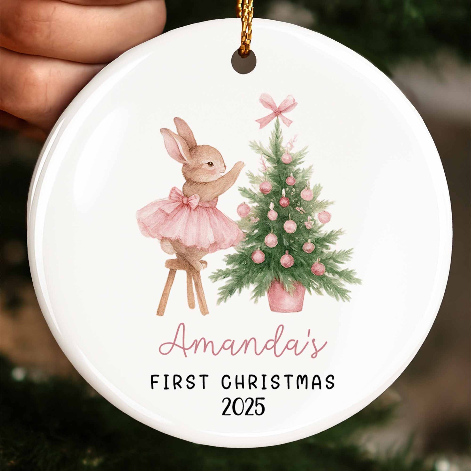 First Christmas With Bunny And Christmas Tree