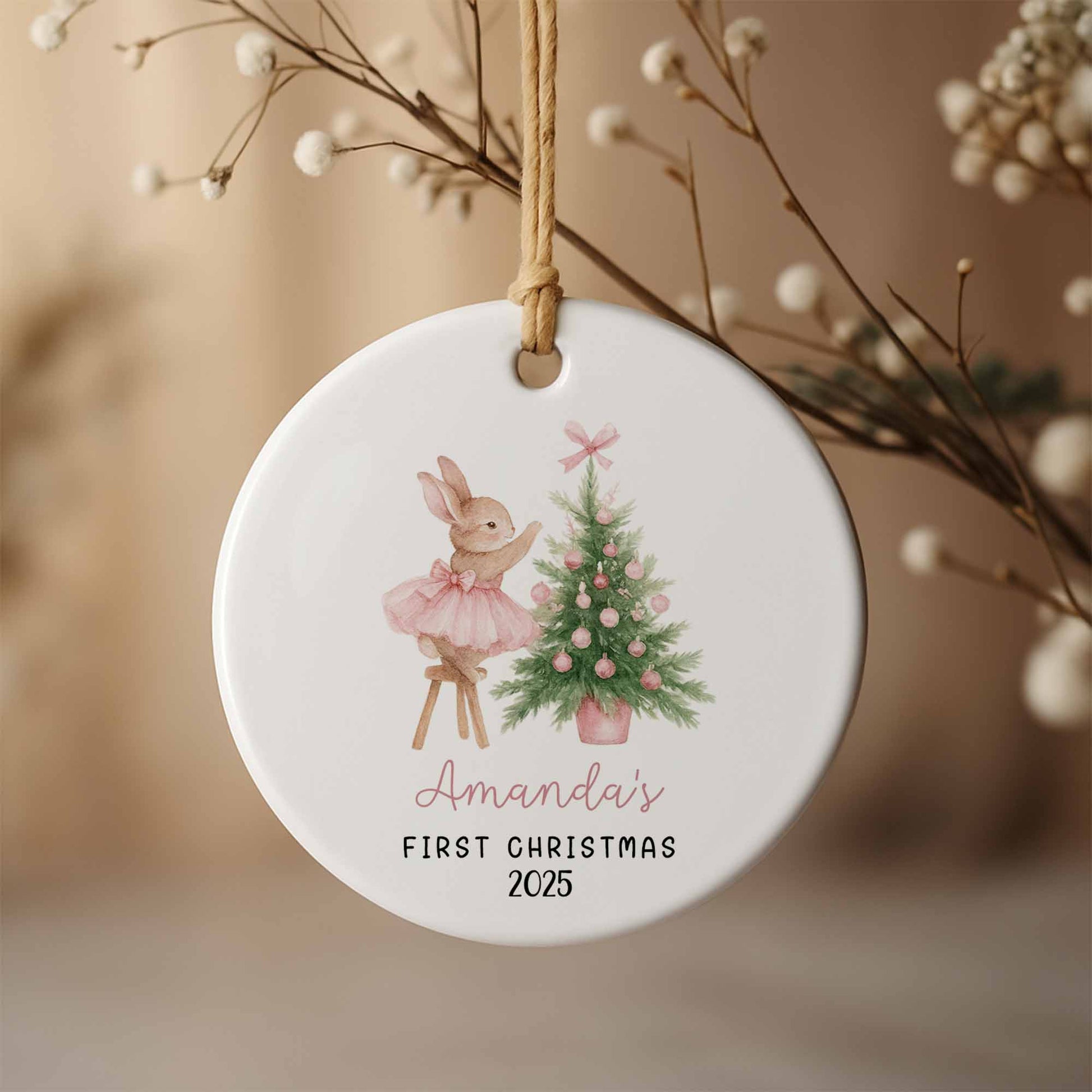 First Christmas With Bunny And Christmas Tree