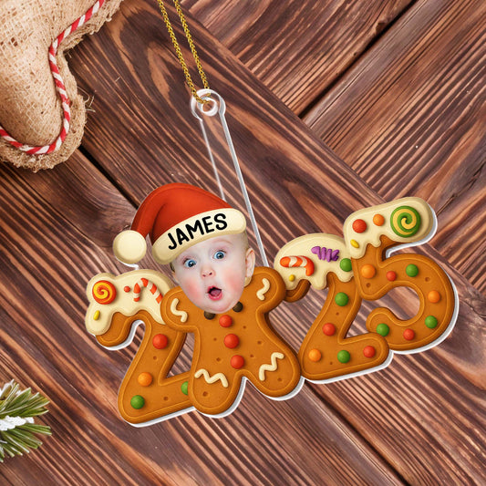 Celebrate The Joyful Christmas Spirit, Baby And Gingerbread - Personalized Custom Acrylic Ornament, Christmas Gift - XMAS113_ACO