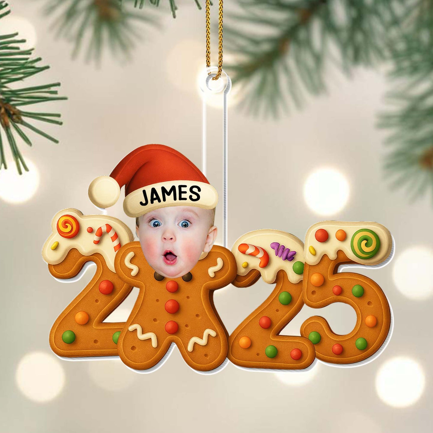 Celebrate The Joyful Christmas Spirit, Baby And Gingerbread - Personalized Custom Acrylic Ornament, Christmas Gift - XMAS113_ACO