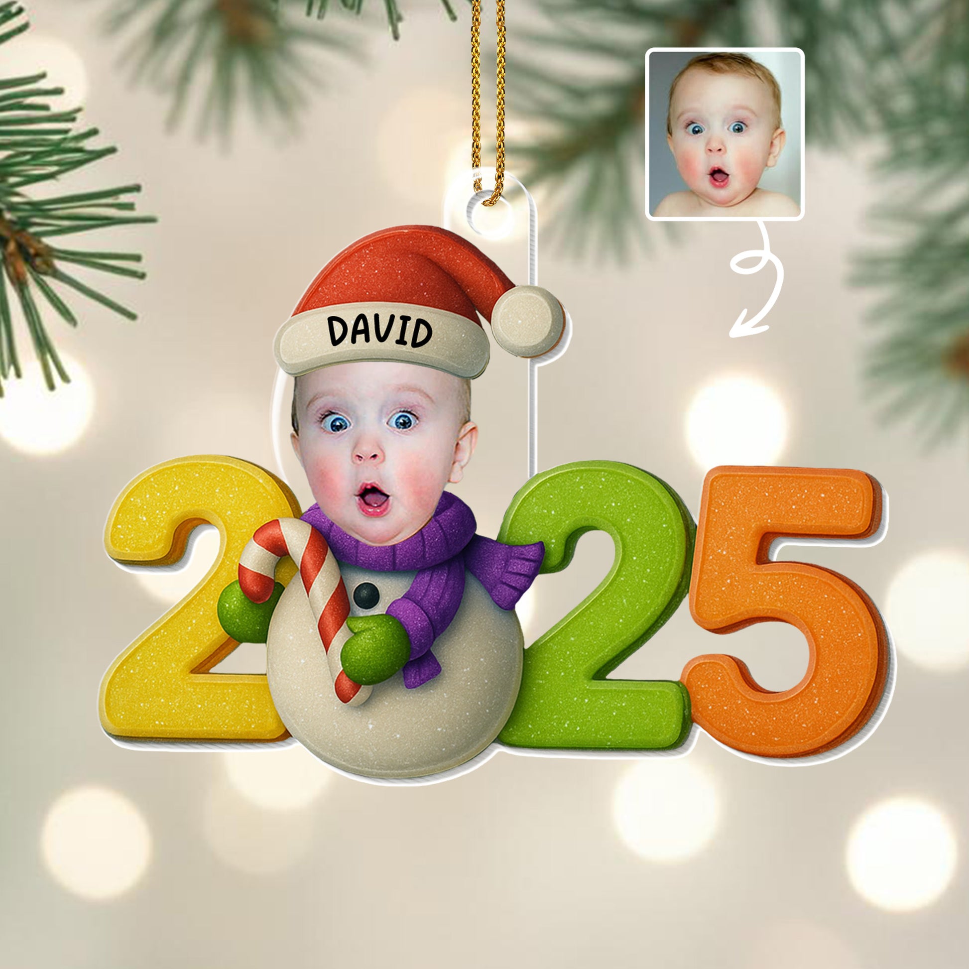 Happy Holidays Baby's First Christmas Candy Cane Design