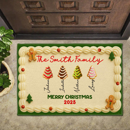 Merry Christmas Gingerbread Man And Christmas Trees