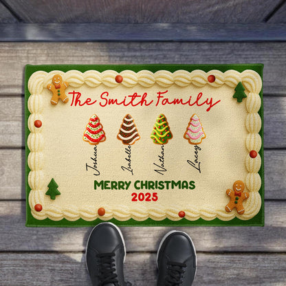 Merry Christmas Gingerbread Man And Christmas Trees