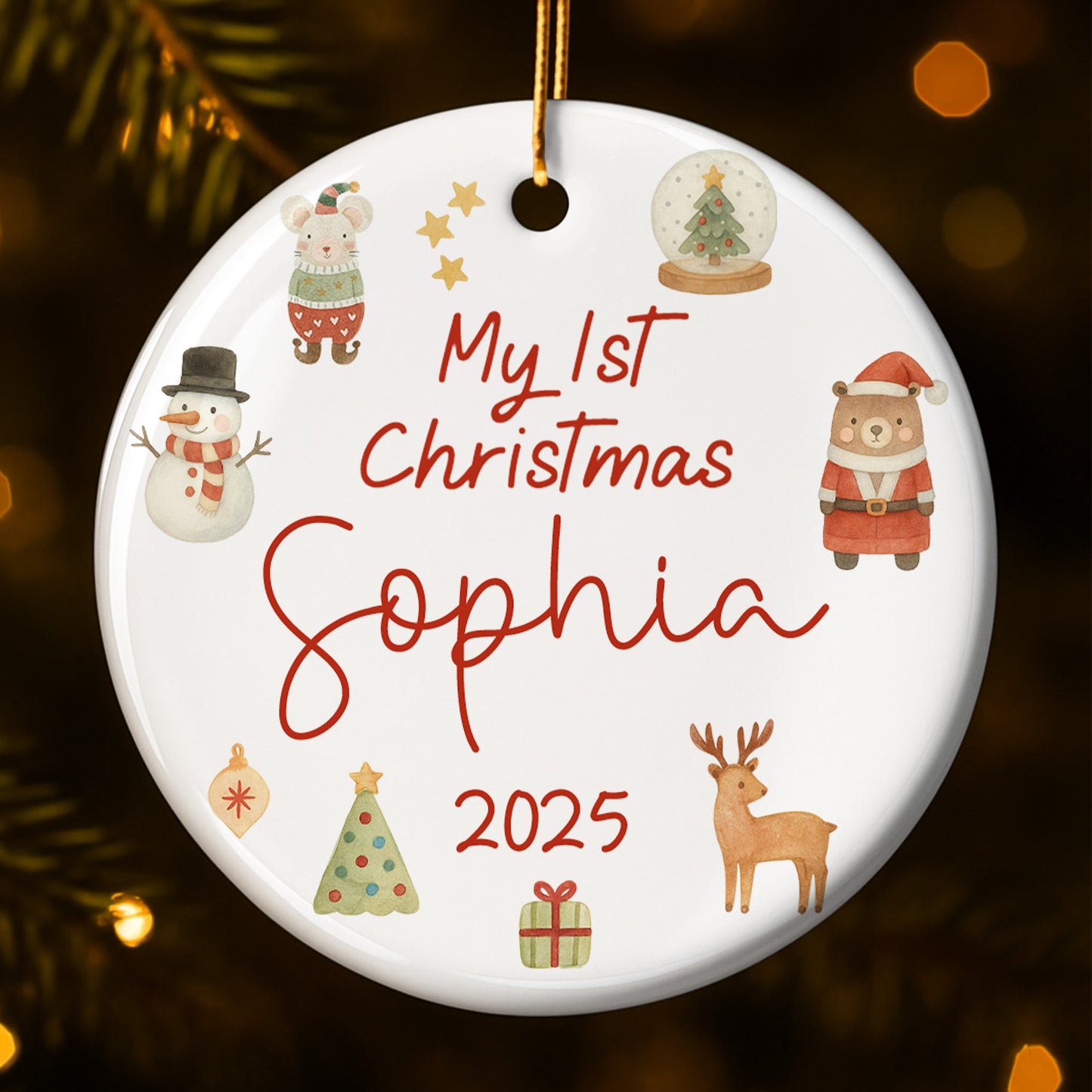 My 1st Christmas With Snowman, Tree, Santa, And Reindeer