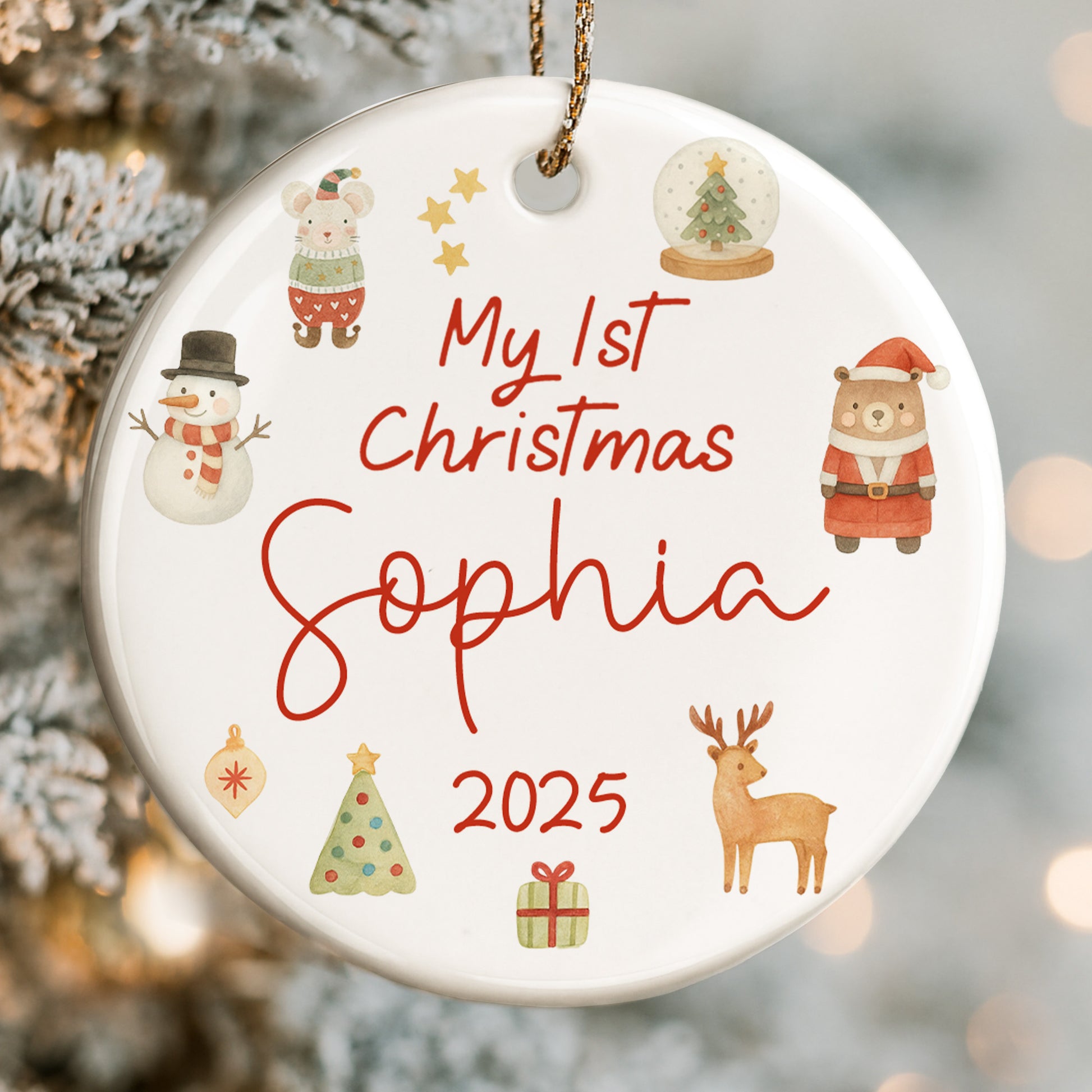 My 1st Christmas With Snowman, Tree, Santa, And Reindeer