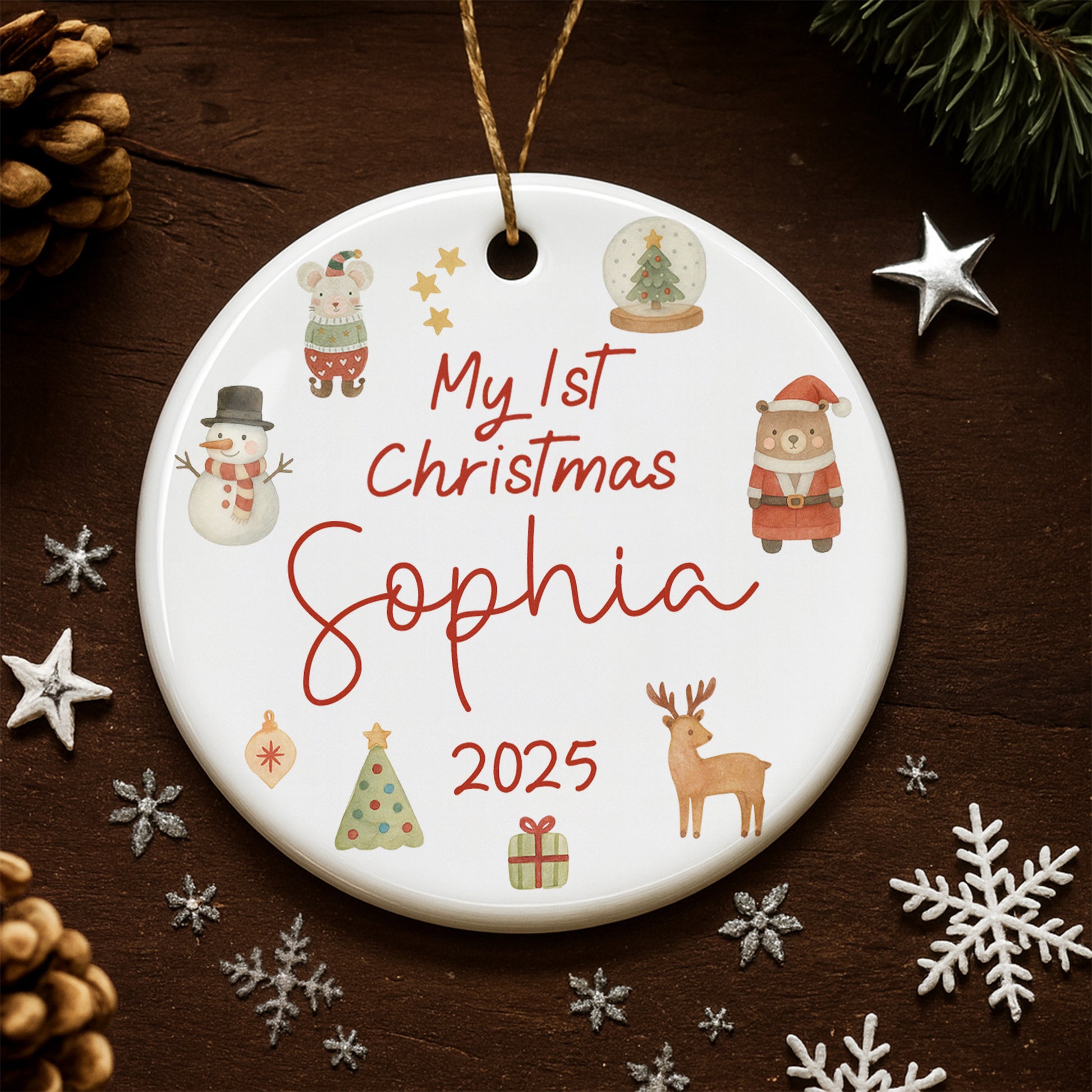 My 1st Christmas With Snowman, Tree, Santa, And Reindeer