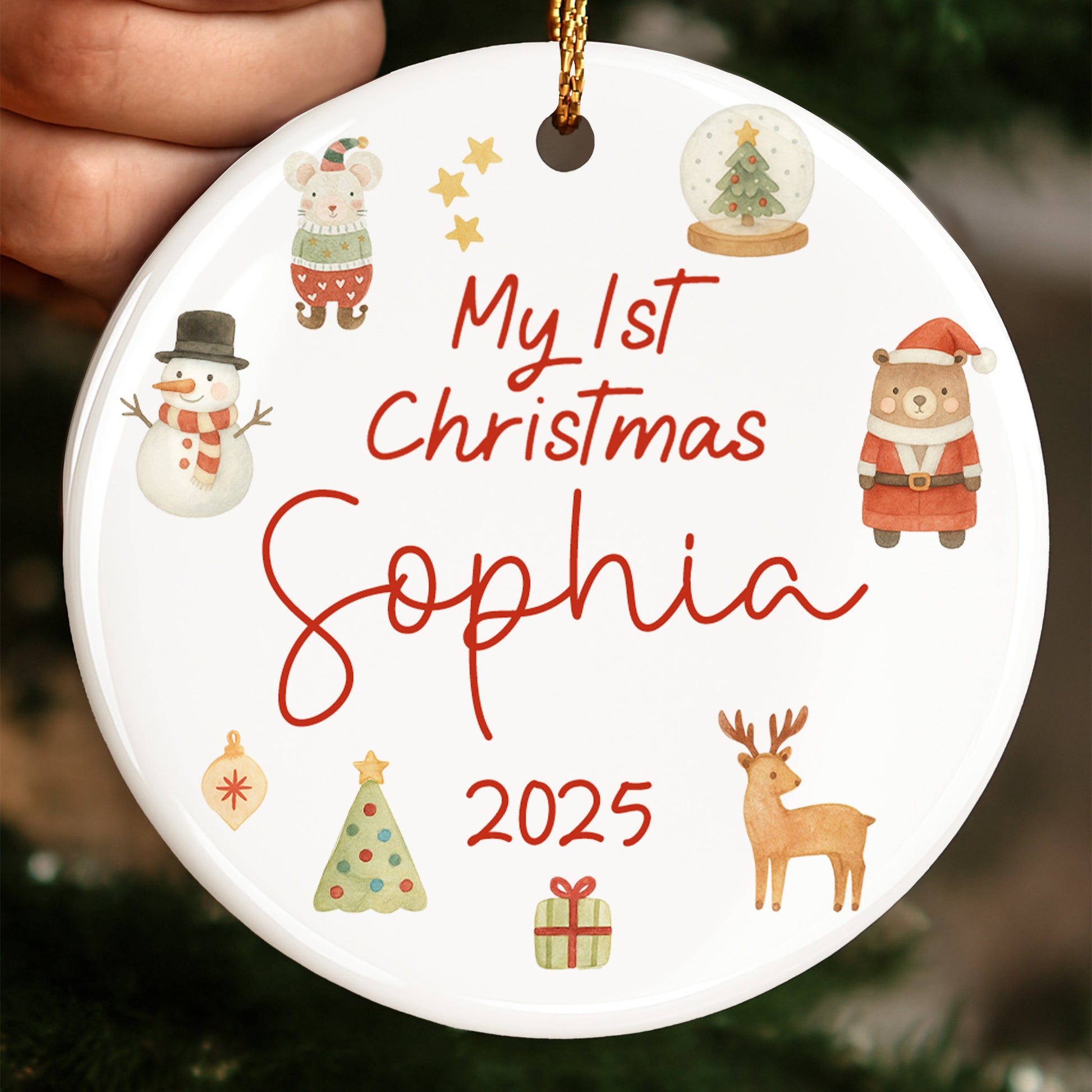 My 1st Christmas With Snowman, Tree, Santa, And Reindeer