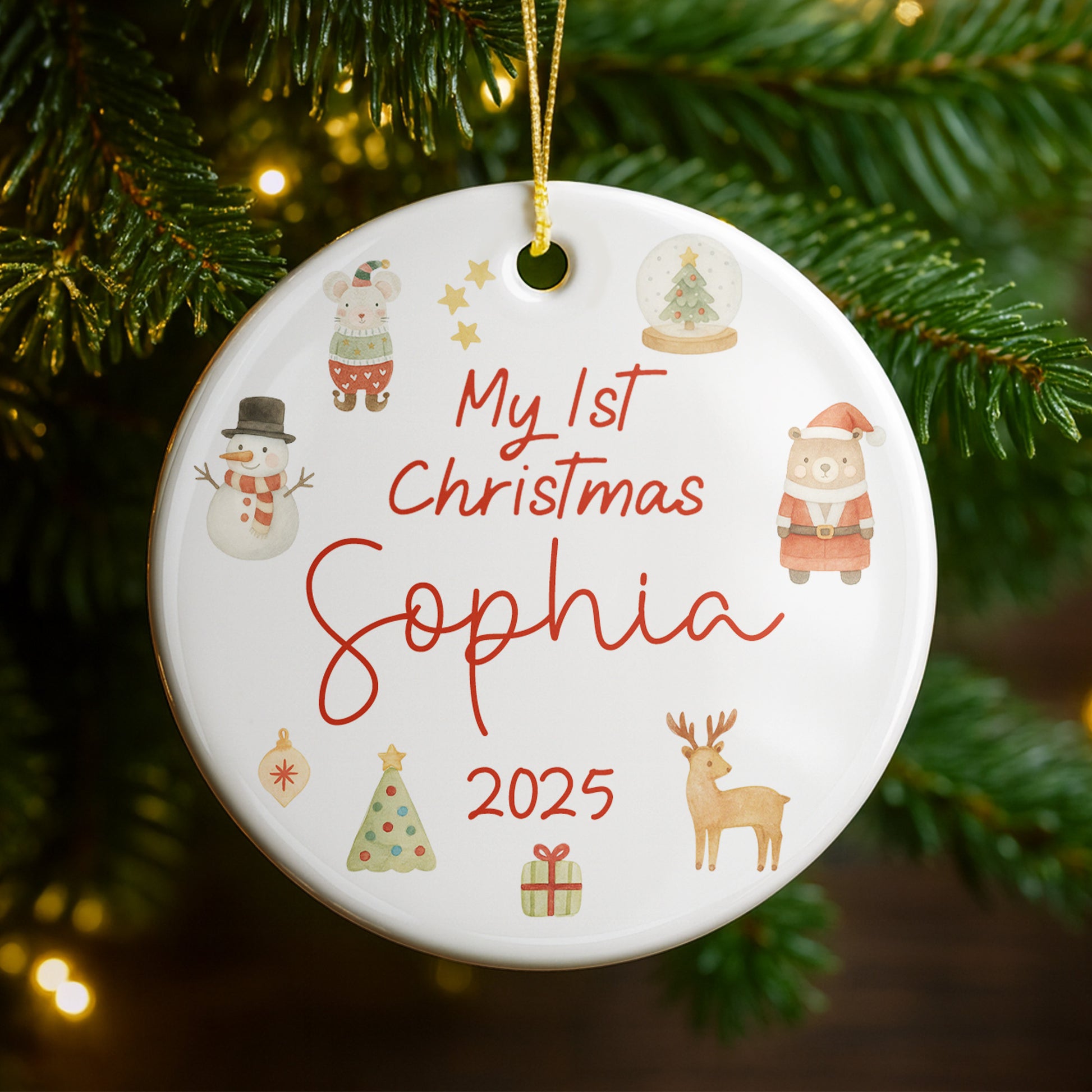 My 1st Christmas With Snowman, Tree, Santa, And Reindeer