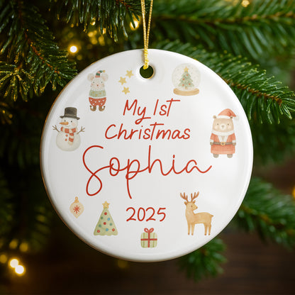 My 1st Christmas With Snowman, Tree, Santa, And Reindeer