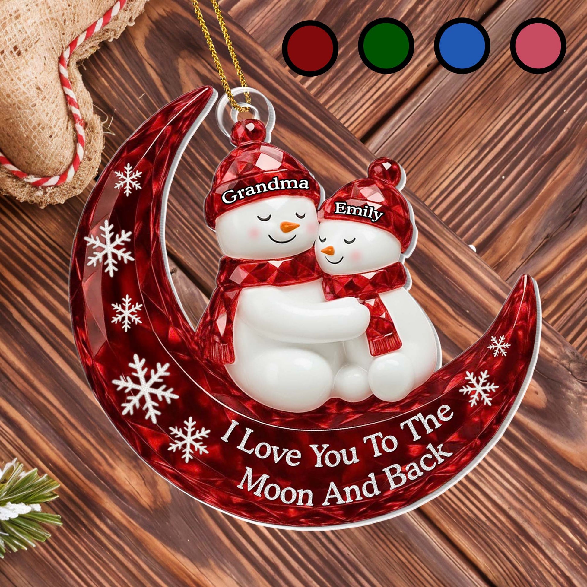 I Love You To The Moon And Back Snowmen Ornament