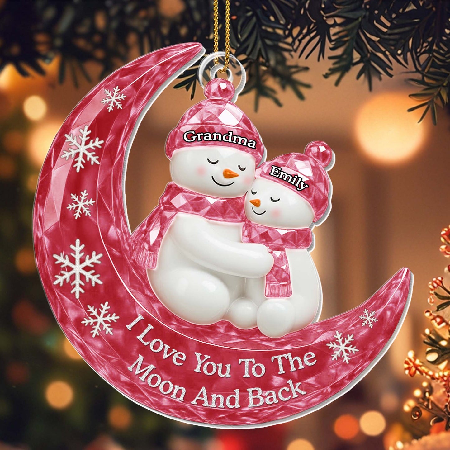 I Love You To The Moon And Back Snowmen Ornament