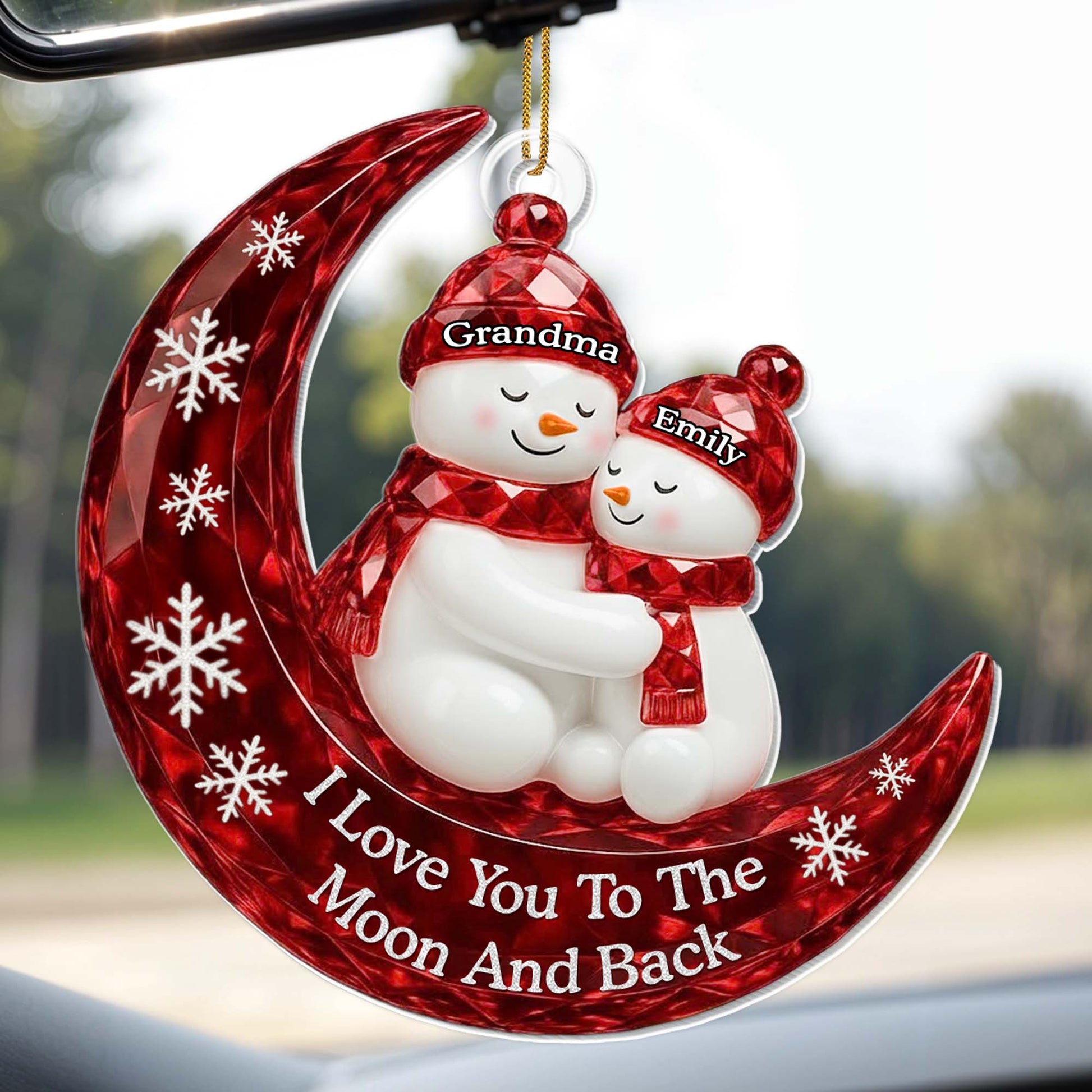 I Love You To The Moon And Back Snowmen Ornament
