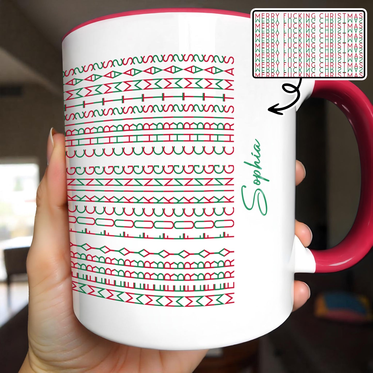 Customizable Name With Geometric Patterns Mug - Personalized Custom Accent Mug - XMAS154_AMUG