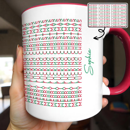 Customizable Name With Geometric Patterns Mug - Personalized Custom Accent Mug - XMAS154_AMUG