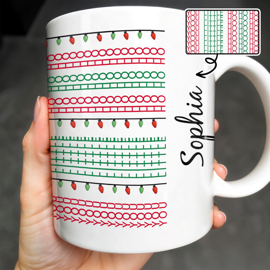 Customizable Name With Festive Light Strings - Personalized Custom Coffee Mug - XMAS155_MG