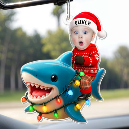 Create A Charming Personalized Ornament With Shark And Christmas Lights