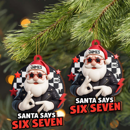 Santa Says Six Seven, Rock Star Christmas Ornament